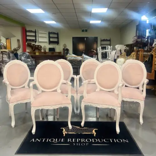 SOLD - French Provincial Carved Oval Dining Chair - SET