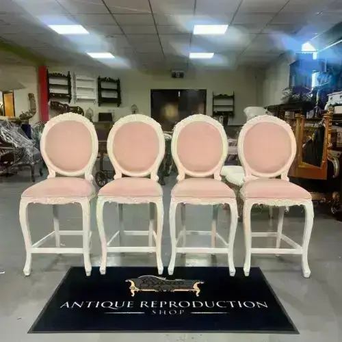 French Provincial Carved Oval Bar Stools - SET - SOLD