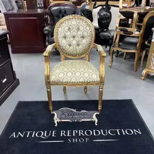 French Oval Arm Chair Carver - Premium Aylesbury Sage Warwick Upholstery