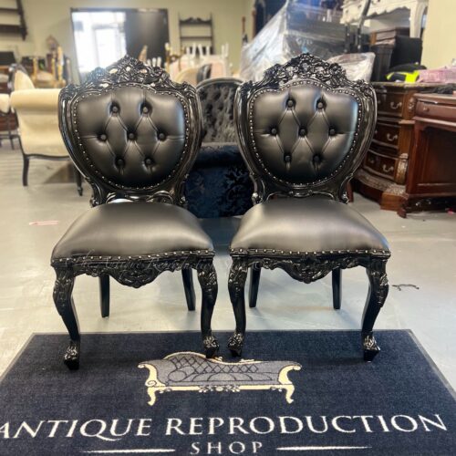 Rococo Baroque Accent Dining Chair - Black Finish