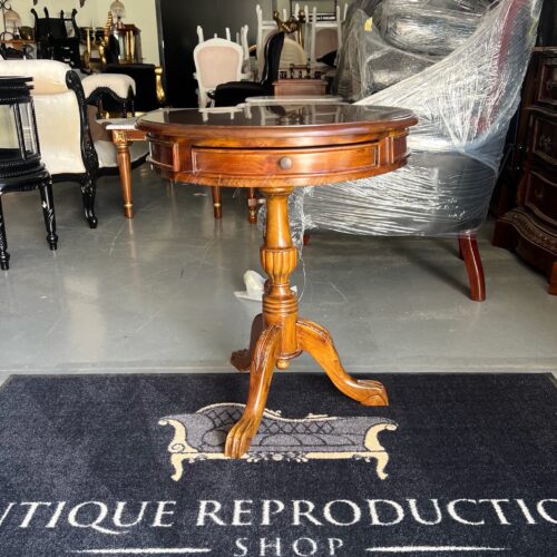 2 Drawer Regency Drum Table Medium Tea Brown