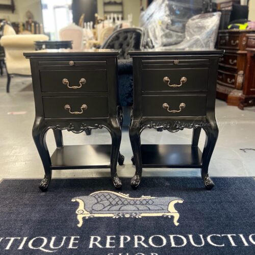 2 Drawer French Louis Bedsides pair - Black Finish