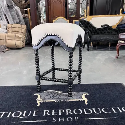 Bobbin Leg Carved Hampton Bar Stool - Black Finish