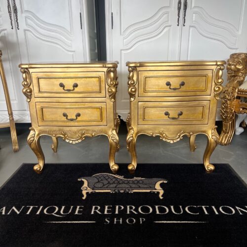 Baroque 2 Drawer Bedside Tables PAIR - Antique Gold