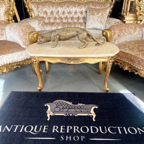 Queen Anne Coffee Table - Antique Gold With Cream TA Marble Top