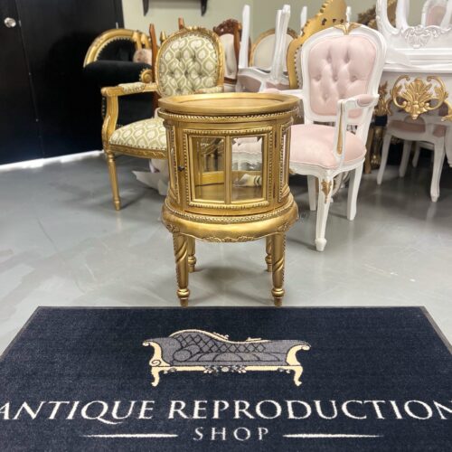 Round Dumb Waiter Tea Table Cabinet - Antique Gold