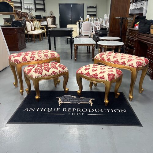 4x French Bedroom Stool Set - Antique Gold Finish
