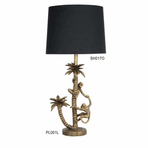 Antique Style Monkeys With Palm Lamp