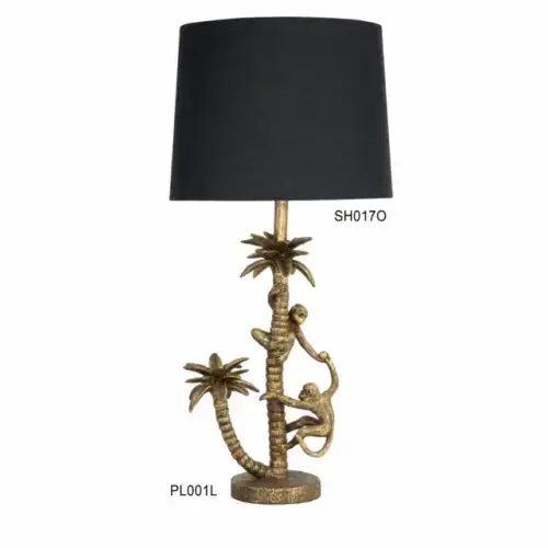 Antique Style Monkeys With Palm Lamp
