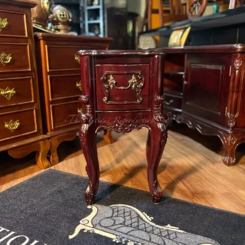 Flower Carved Bedside 1 Drawer - Rosewood Brown