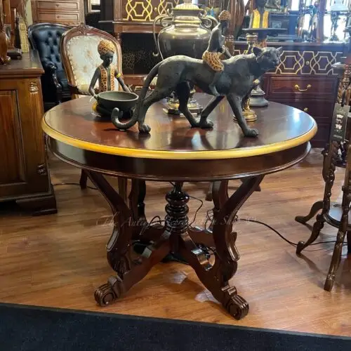 Round Large Gallery Table - Medium Tea Brown With Gold Highlights