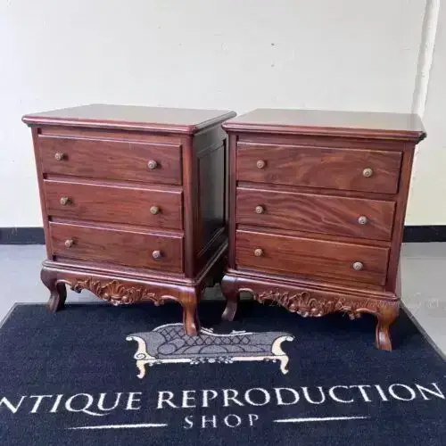Victorian Chest Of Drawers Bedside 3 Drawer PAIR - Medium Tea Brown