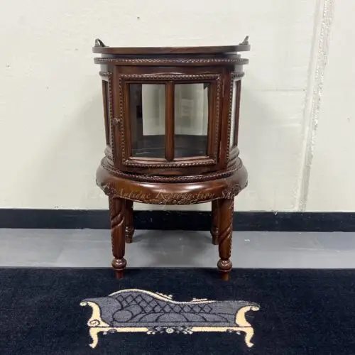 Round Drink Tea Table Cabinet Mini Bar - Medium Tea Brown