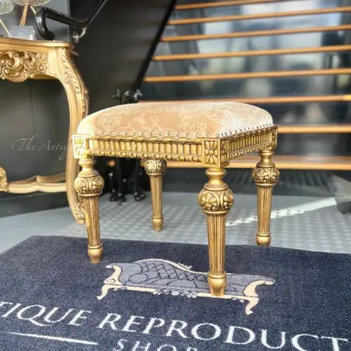 French Heavy Carved Stool - Antique Gold Finish