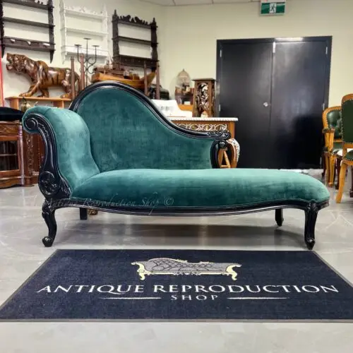 French Provincial Plain Chaise Lounge Single Ended - Black Finish