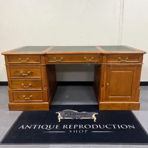Traditional Partner Desk 180cm - Matte Pecan Finish