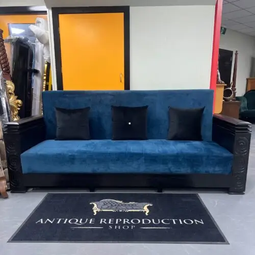 Art Deco 3 Seater Sofa - Black Finish