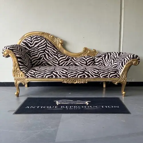 French Chaise Lounge - Gold - Zebra Earth