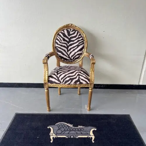 French Oval Arm Chair Carver - Gold - Zebra Earth