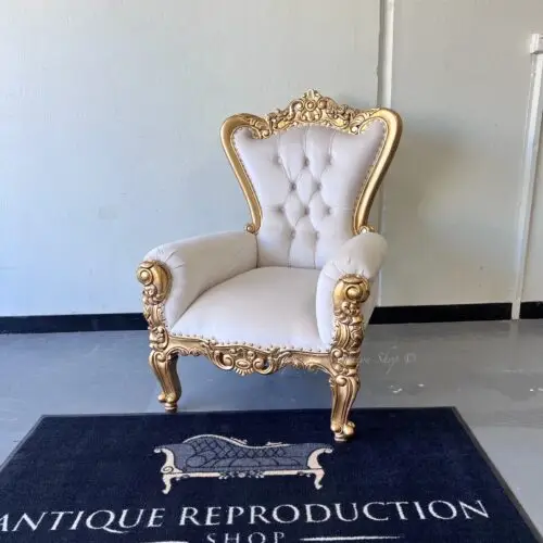 Provincial Alice Throne Arm Chair Low - Antique Gold
