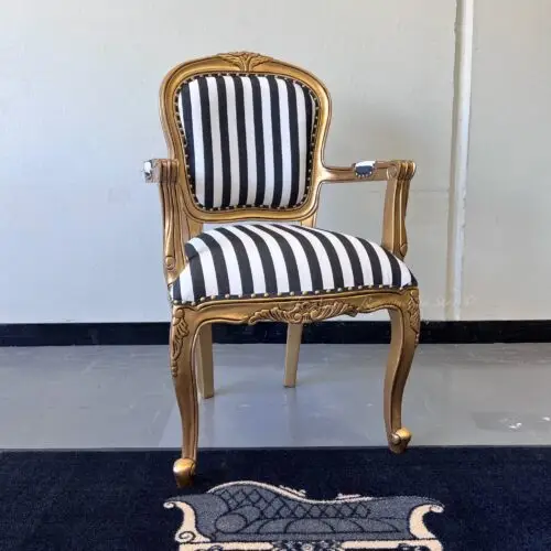 Louis Rose Carved Carver Arm Chair - Antique Gold