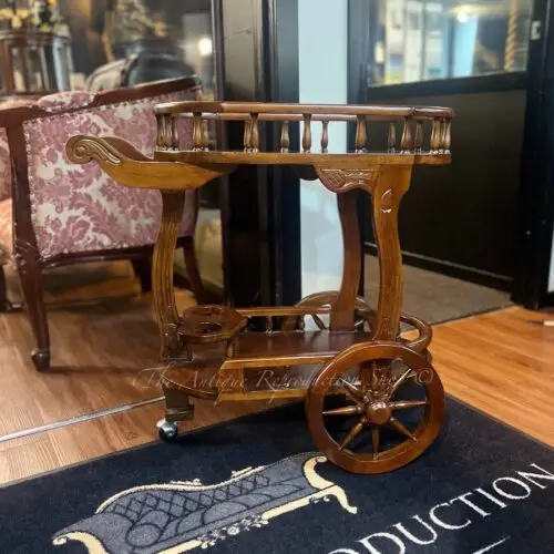 Tea Cart Trolley With Wheels - Medium Tea Brown Finish