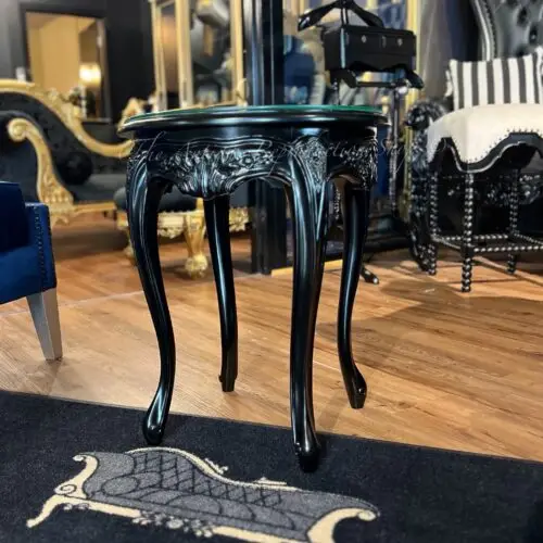 French Provincial Round Table - Black Finish