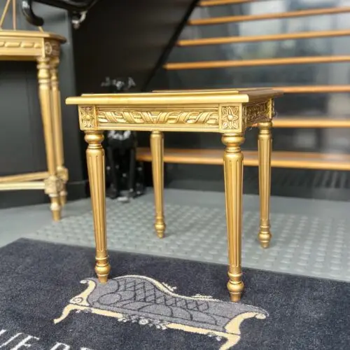 Louis XVI Lamp Table - Gold With Glass Inlay