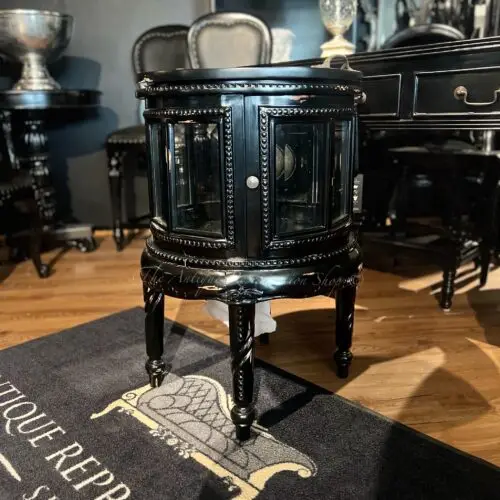 Black Distressed Dumb Waiter Drink Tea Table Round Ornate
