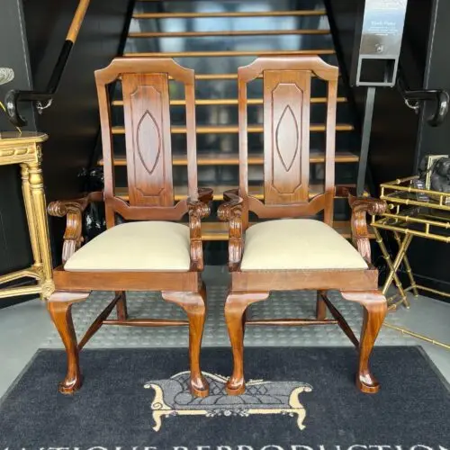 Custom Georgian Dining Chair Pair- Medium Tea brown