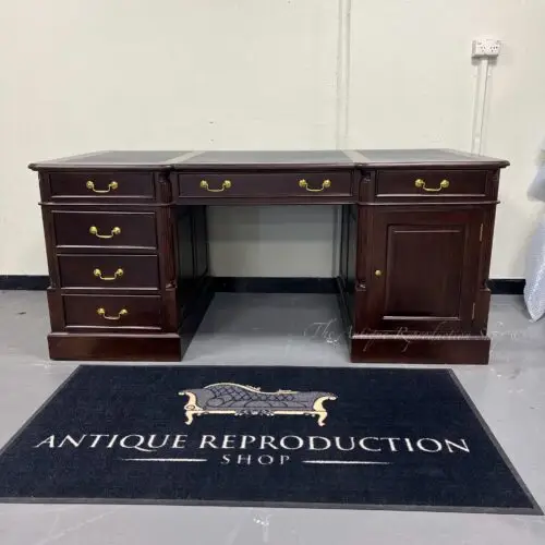 Old Money Style Banker Partner Desk - Classic Finish