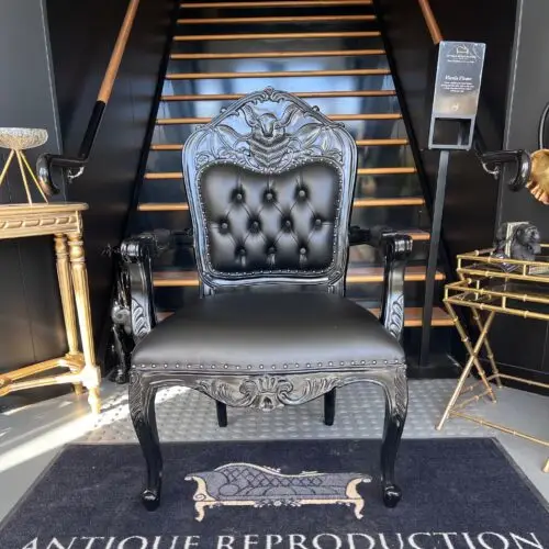 Custom Gothic Bat Franciscan Arm Chair - Black Finish