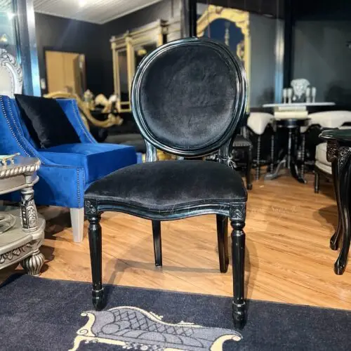 Plain French Oval Back Dining Chair - Black Finish