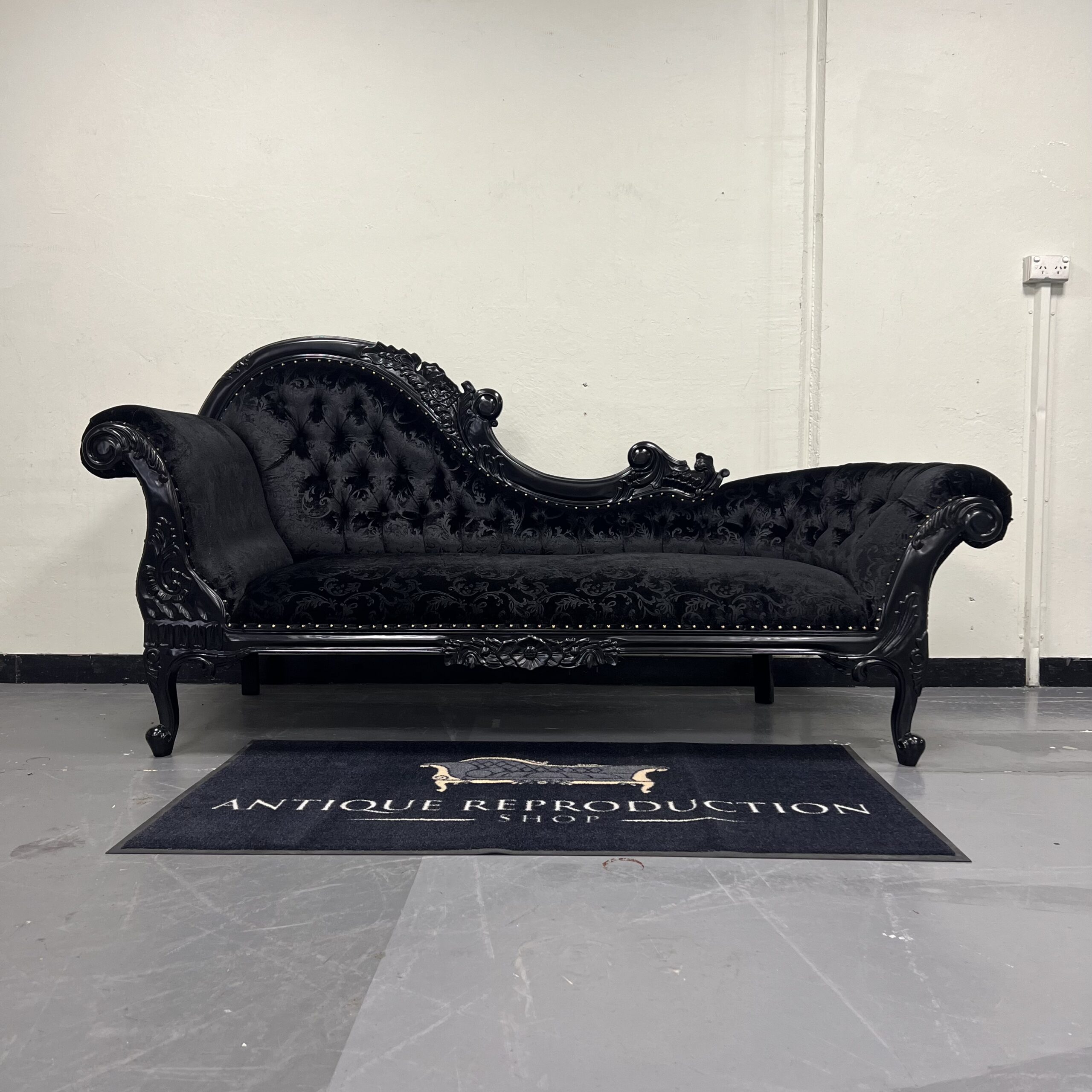 French Chaise Lounge - Black Finish