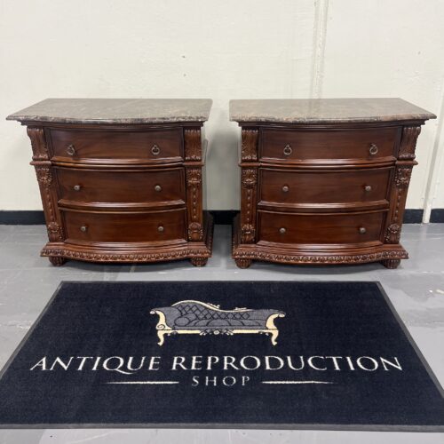 American Marble Top Bedside Tables - Walnut PAIR