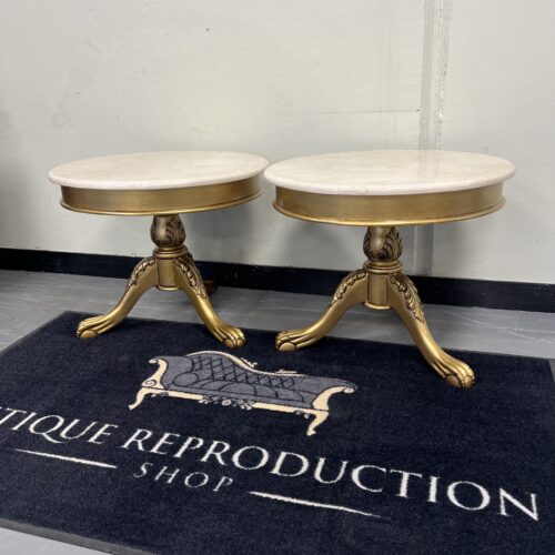 Marble Victorian Round Coffee Table - Antique Gold