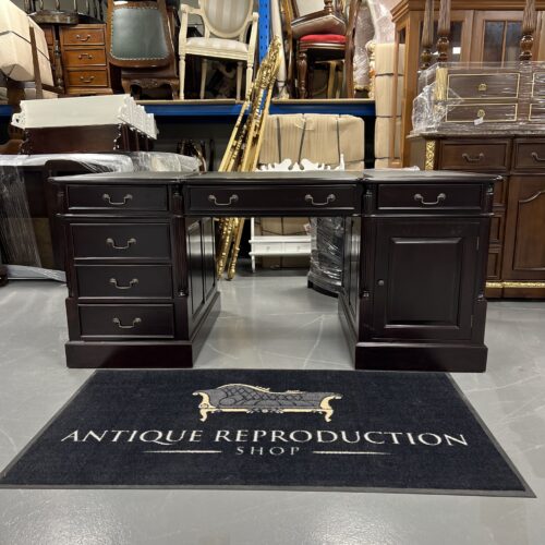 Traditional 180cm Partner Desk - Dark Mahogany Finish