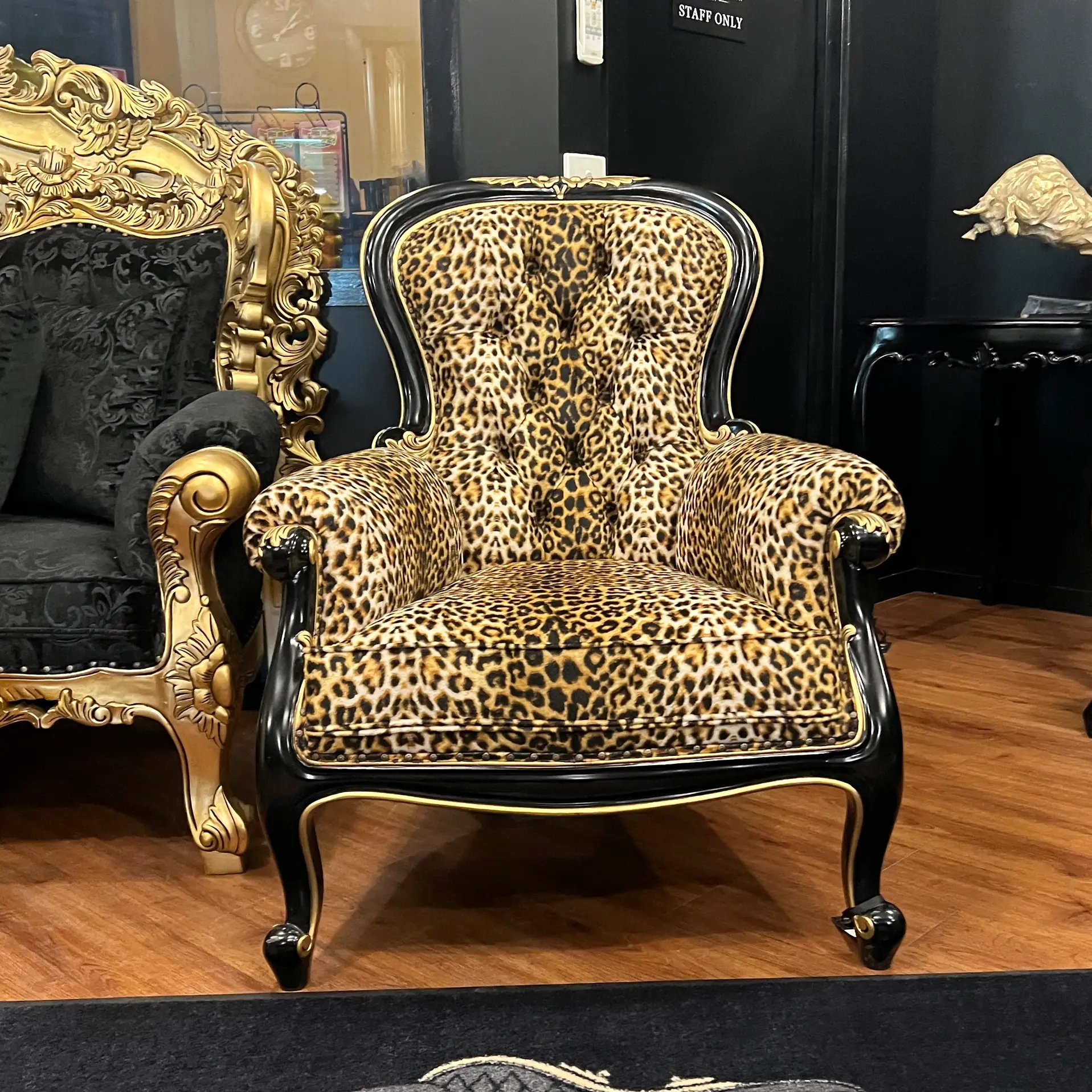 Grandfather Chair - black With Gold Highlights
