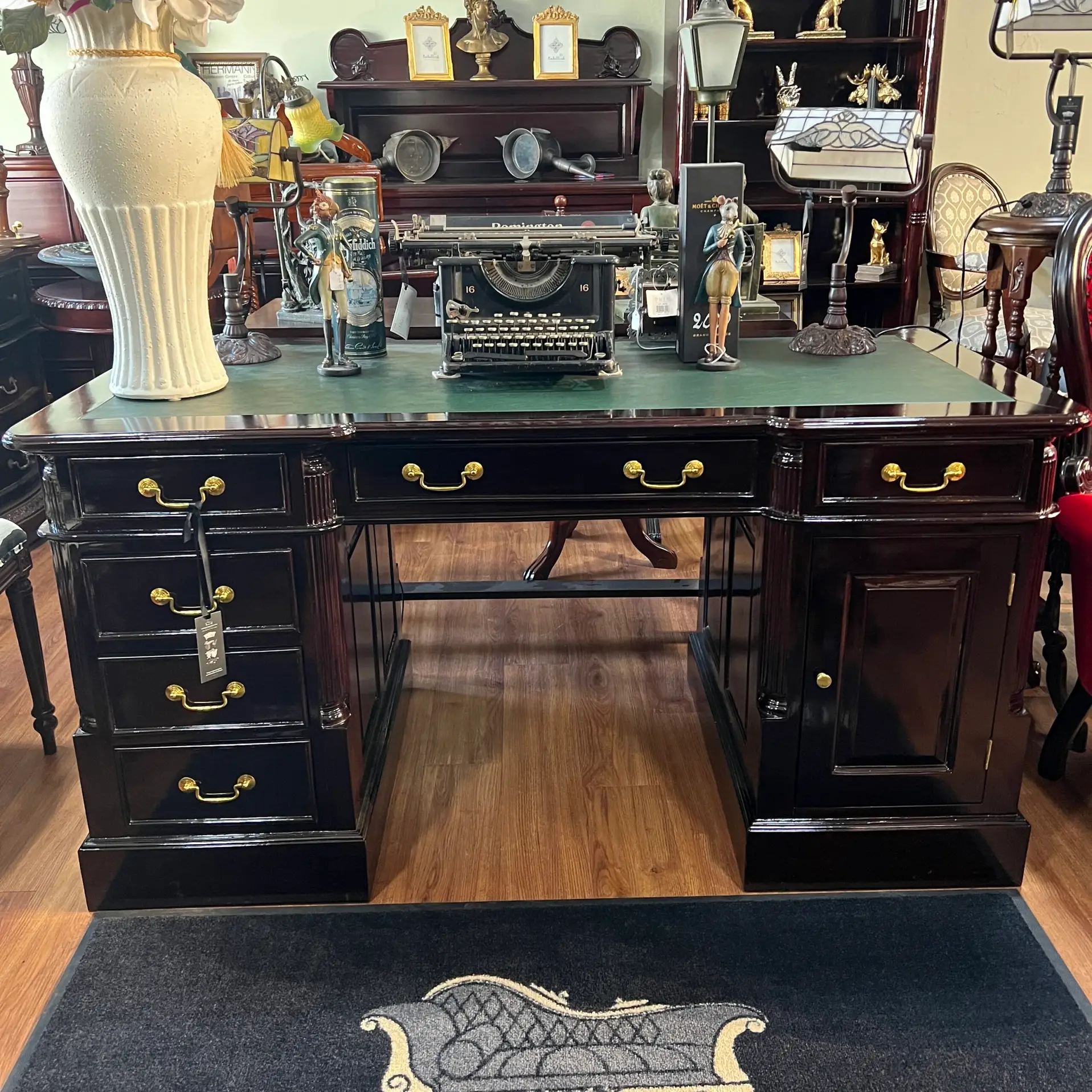 Traditional 150cm Partner Desk - English Mahogany Finish - HOLD
