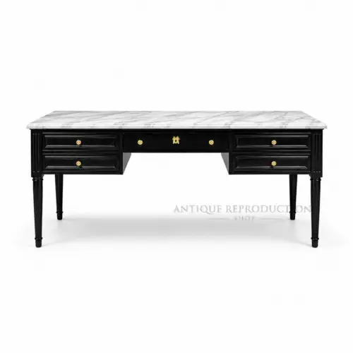 Black Marble Writing Desk 180cm Regency Noir Collection