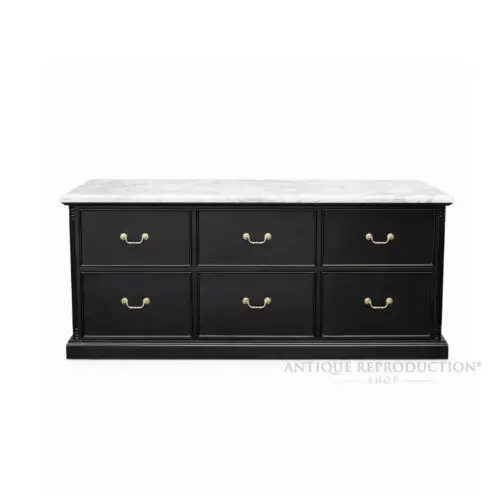 Black Marble Filing Cabinet 6 Drawer Regency Noir Collection
