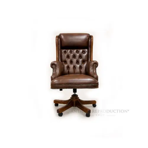 Heritage Executive President Office Chair in genuine brown leather with Chesterfield buttoning