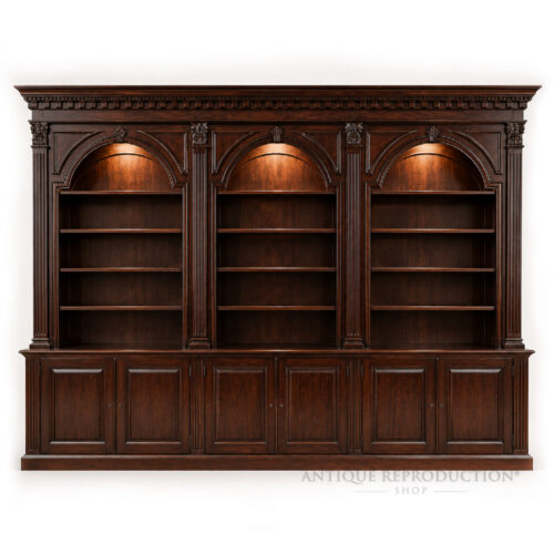 Heritage Grand Library Cabinet with illuminated shelving and mahogany cabinetry