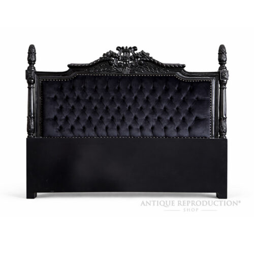 Noir Regency Grand Manor Tufted Bedhead with Hand-Carved Timber Frame