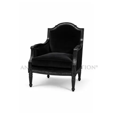 Black Luxury Armchair - Noir Regency Grand Salon Armchair