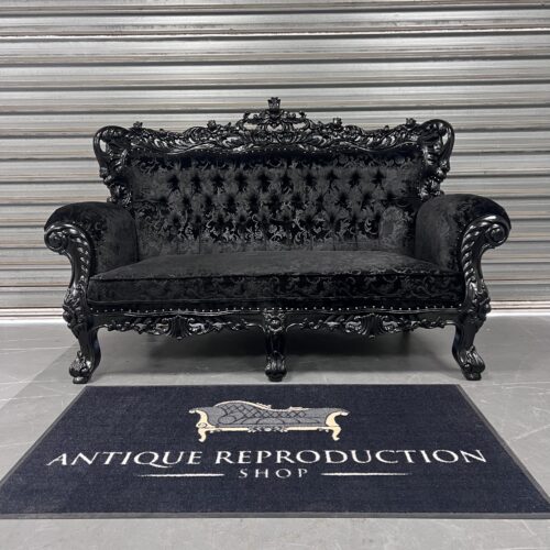 SOLD Baroque Rococo 2 Seater Lounge - Black Finish
