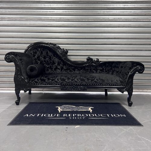 French Provincial Chaise Lounge - Black Finish