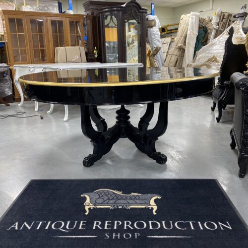 French Provincial Round Dining Table - Black and Gold